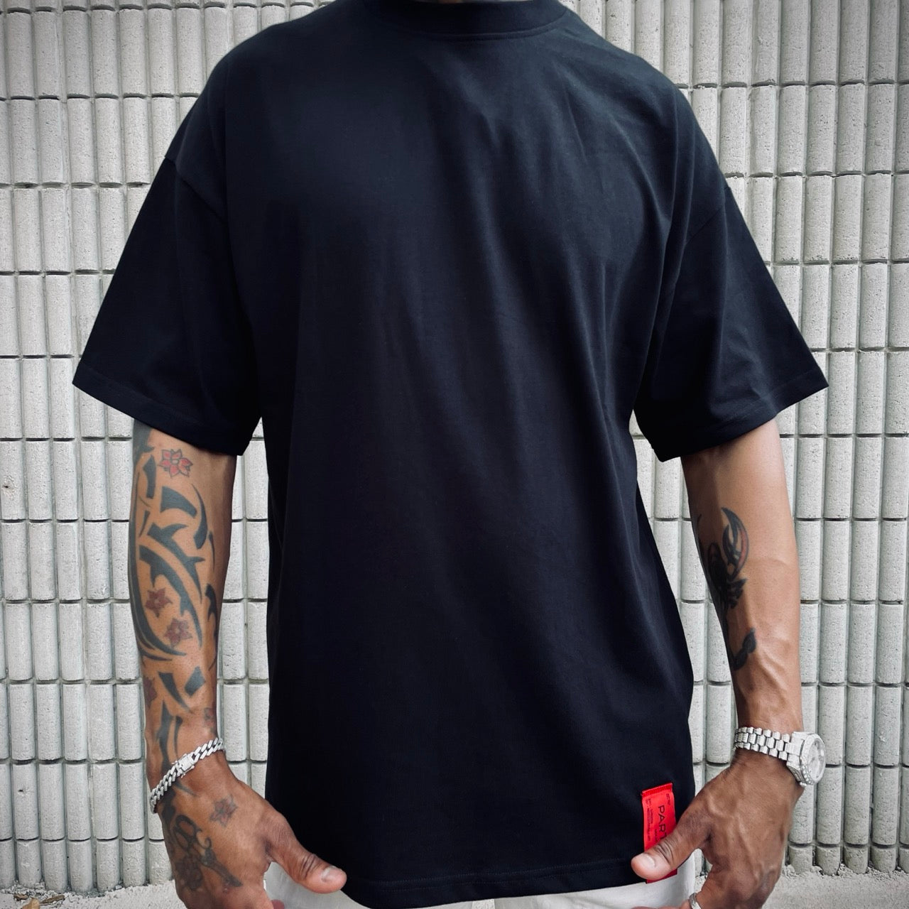 Men's Designer Blank Oversized Tee Black Organic Cotton | PARTCH