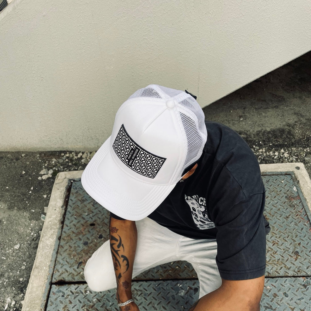 Partch BRKL Brickell Trucker Hat White for Men | Removable Patches 