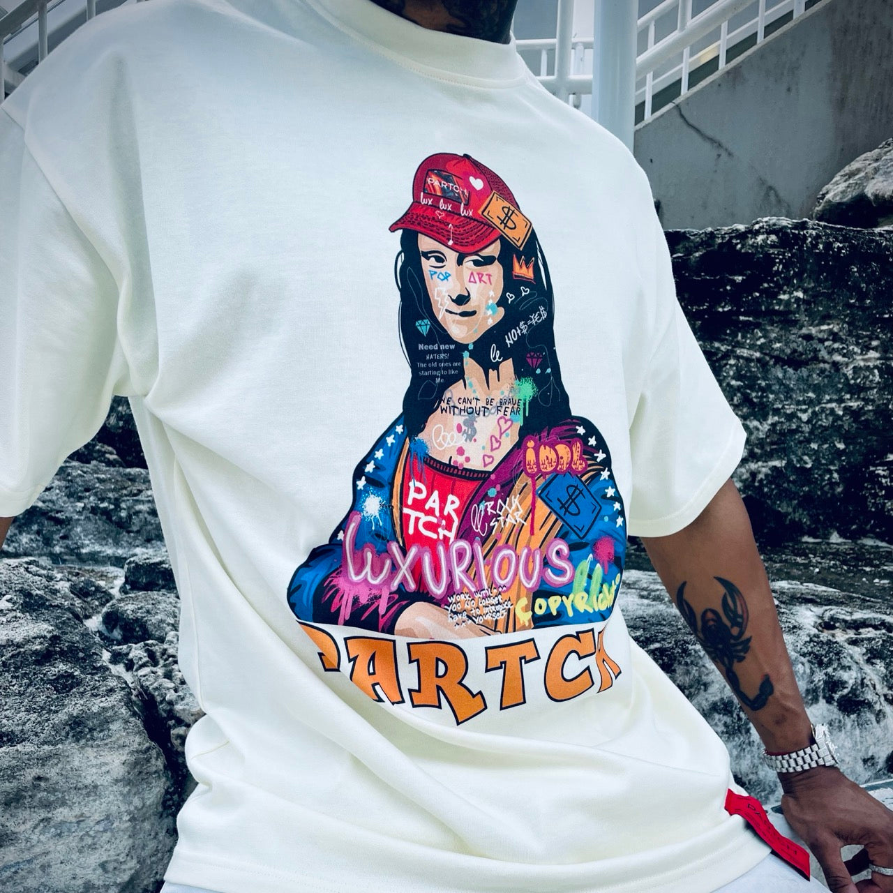 Partch Mona Lisa Oversized Tee Cream  | Luxury Graphic Tee