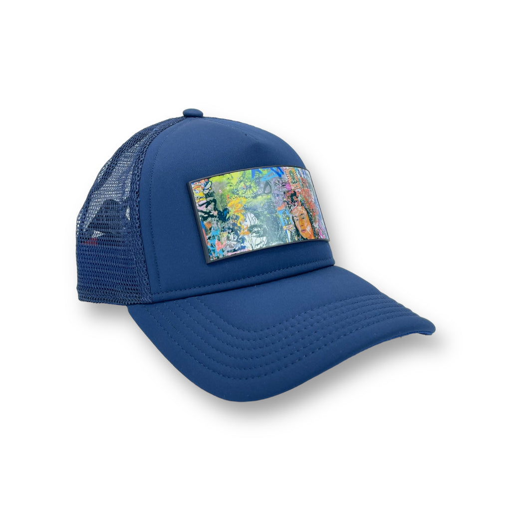 Luxury Icon Navy Blue Trucker Hats Premium front pacth interchangeable, 5 Panel Mesh Caps - Hats | PARTCH