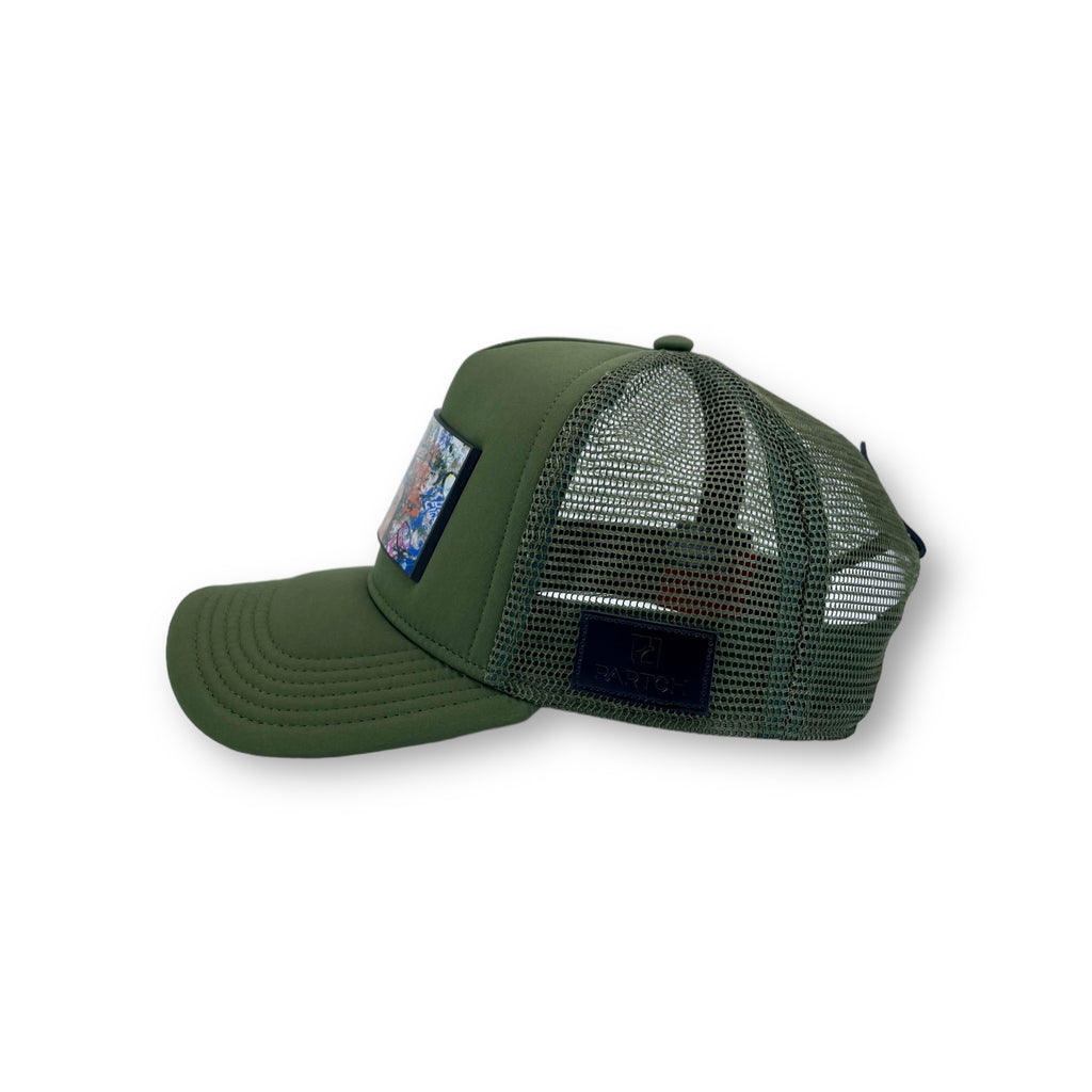 Icon Art removable Trucker Hat Kaki - Green | PARTCH