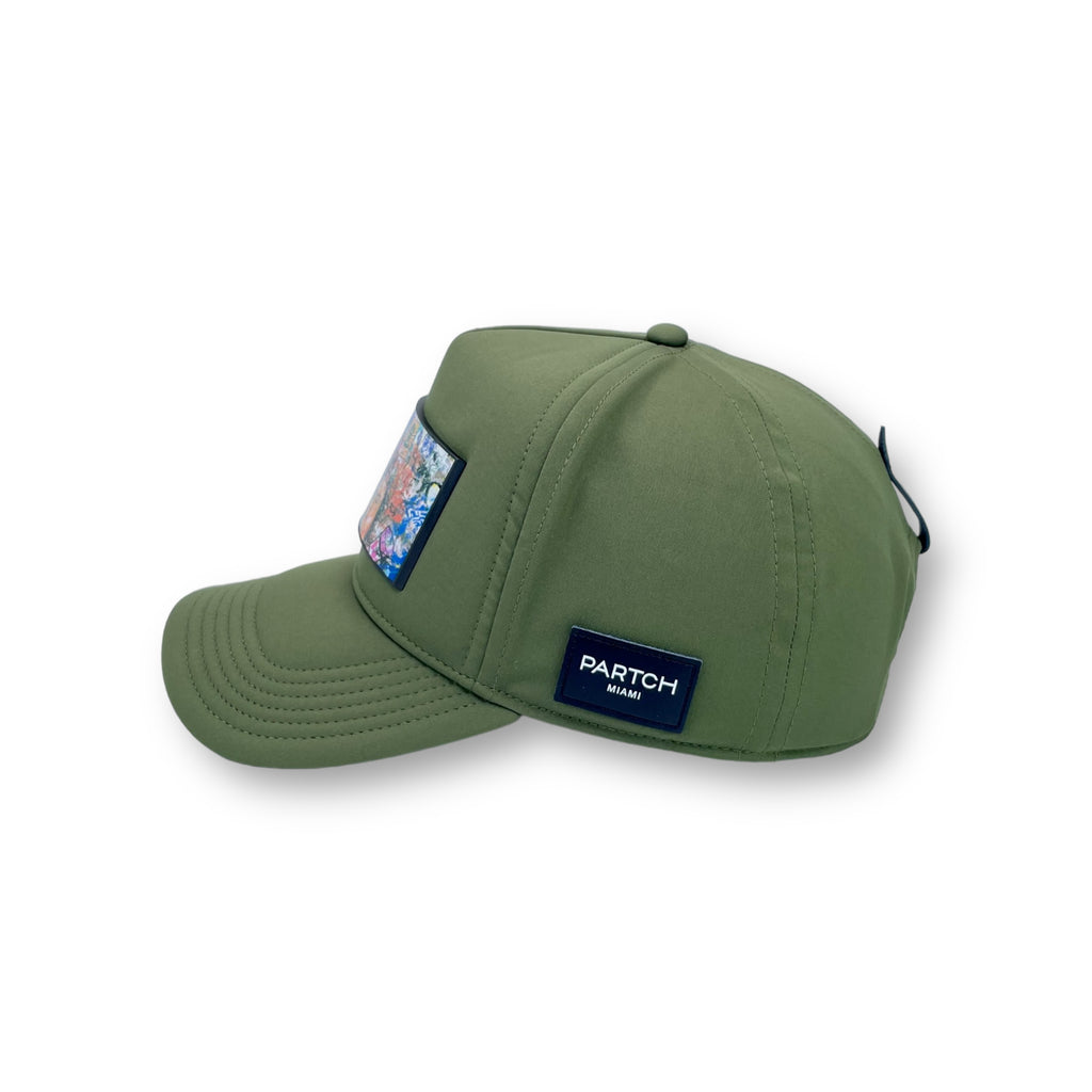 Trendy Kaki Green Trucker Hats Premium front pacth interchangeable, 5 Panel Mesh Caps - Hats | PARTCH