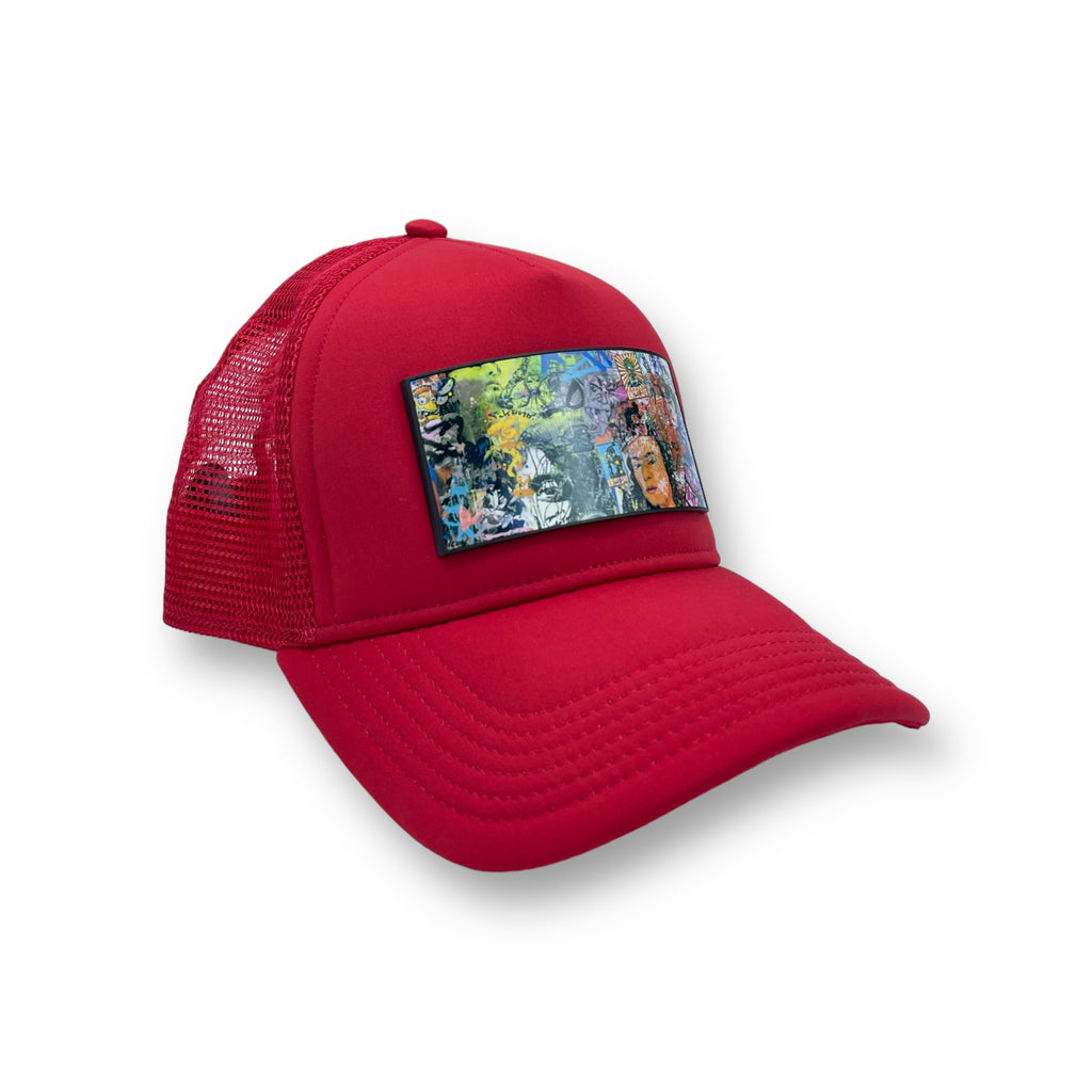 Partch Icon Trucker Hat w/ Art Partch-Clip - Red Hats, Accessories
