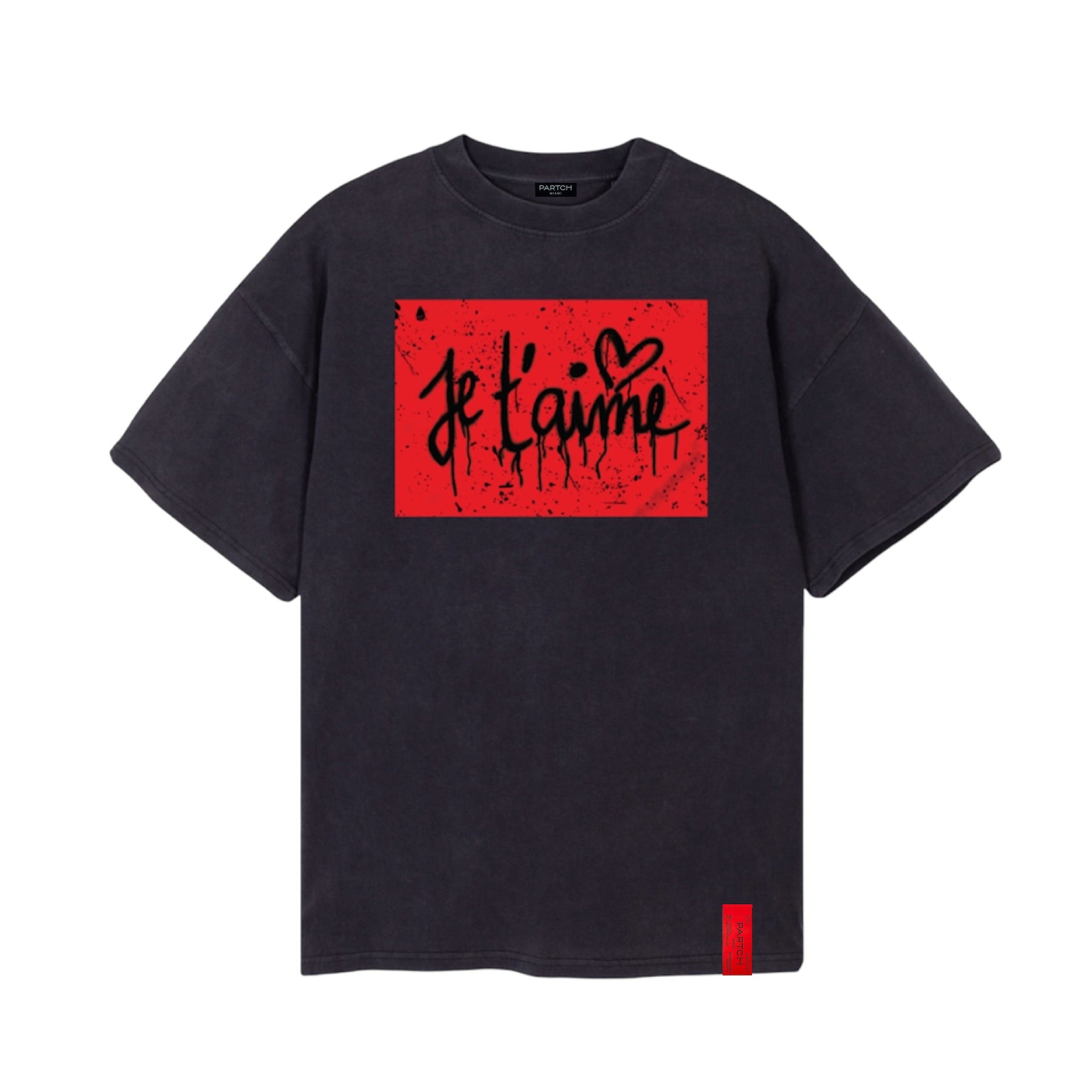 Je t'Aime Oversized Tee Vintage Black for Men | Partch 