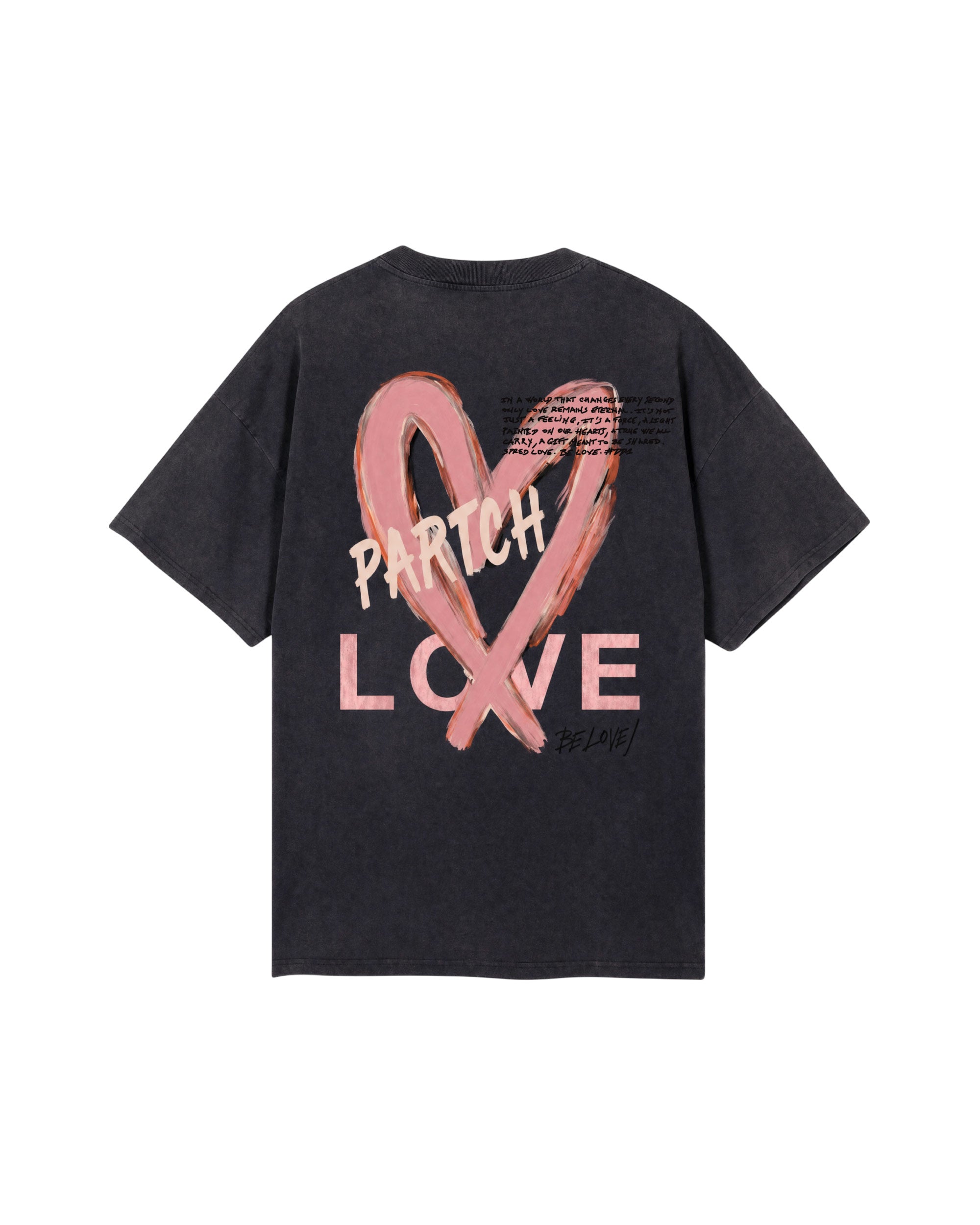 PARTCH Heart and Love Oversized Tee Washed Black Organic Cotton | Luxury Streetwear