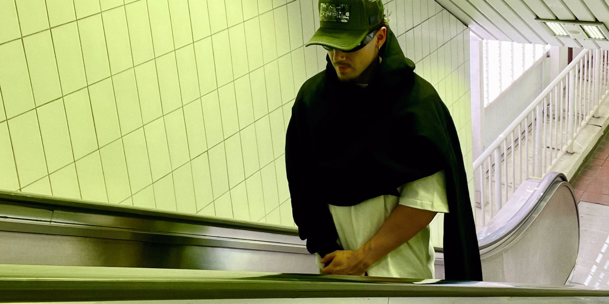 Men's Wearing Designer Oversized Hoodie Black and Cap | PARTCH