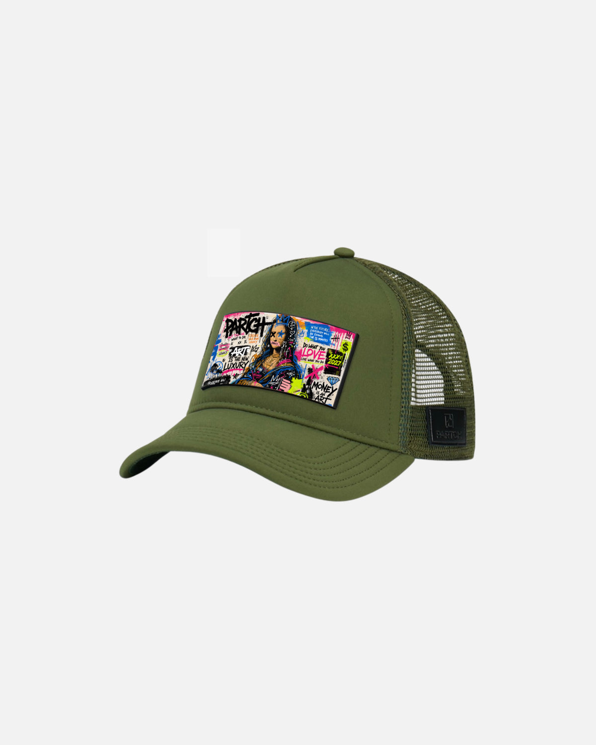 Mona Luxury Trucker Hat Green with Removable Partch-Clip | PARTCH