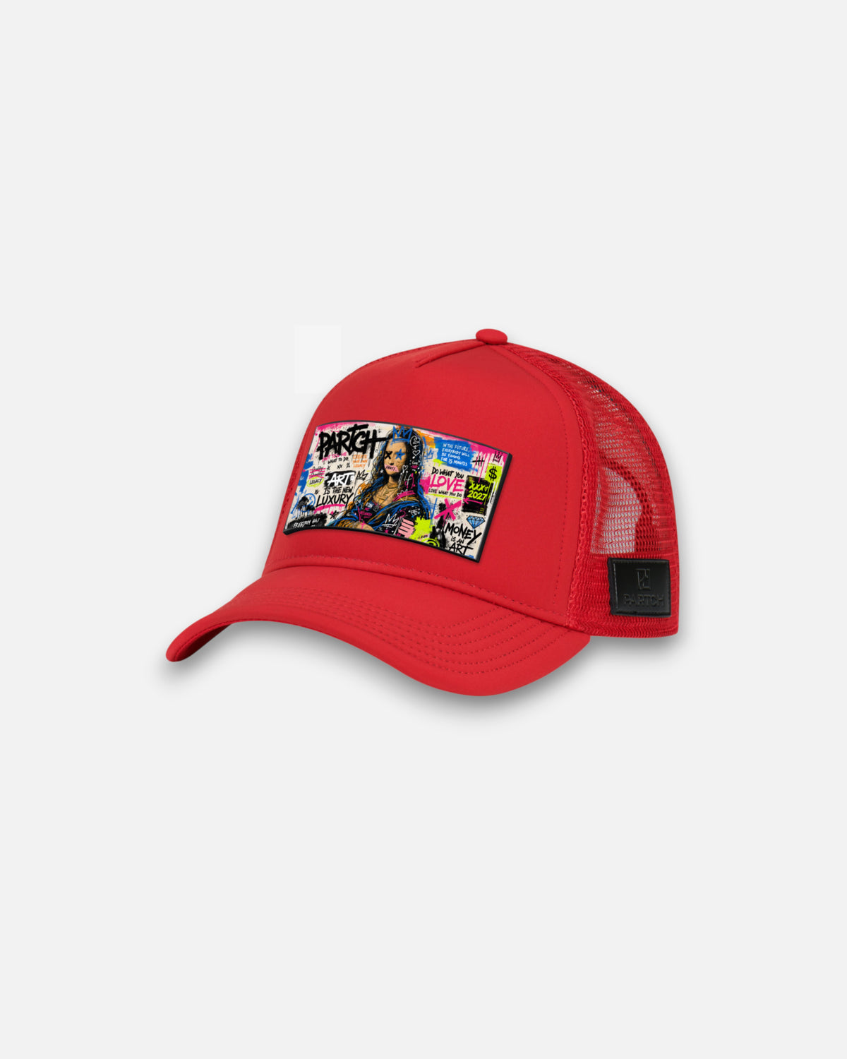 Mona Art Designer Trucker Hat Red Removable Partch-Clip | PARTCH