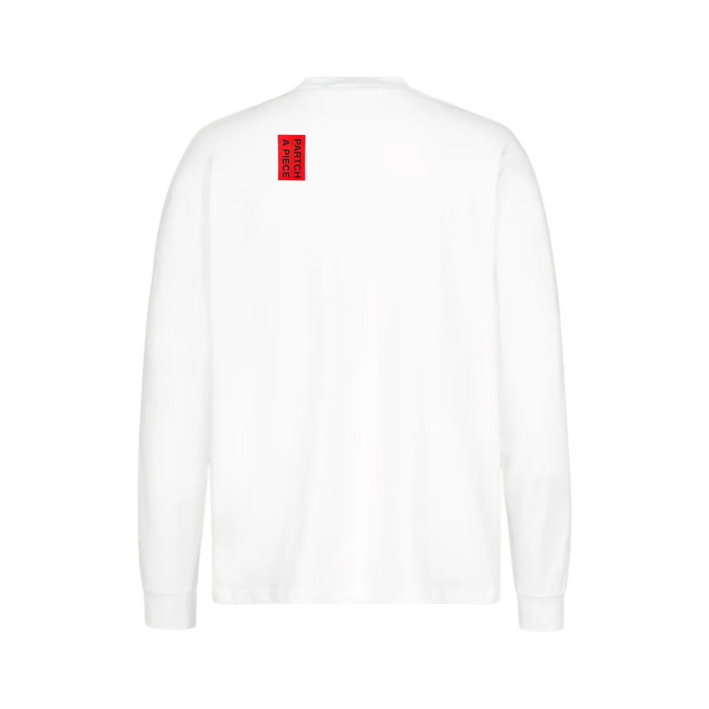 Men's Designer Long Sleeve T-Shirt Oversized  Fit in White Cotton | PARTCH