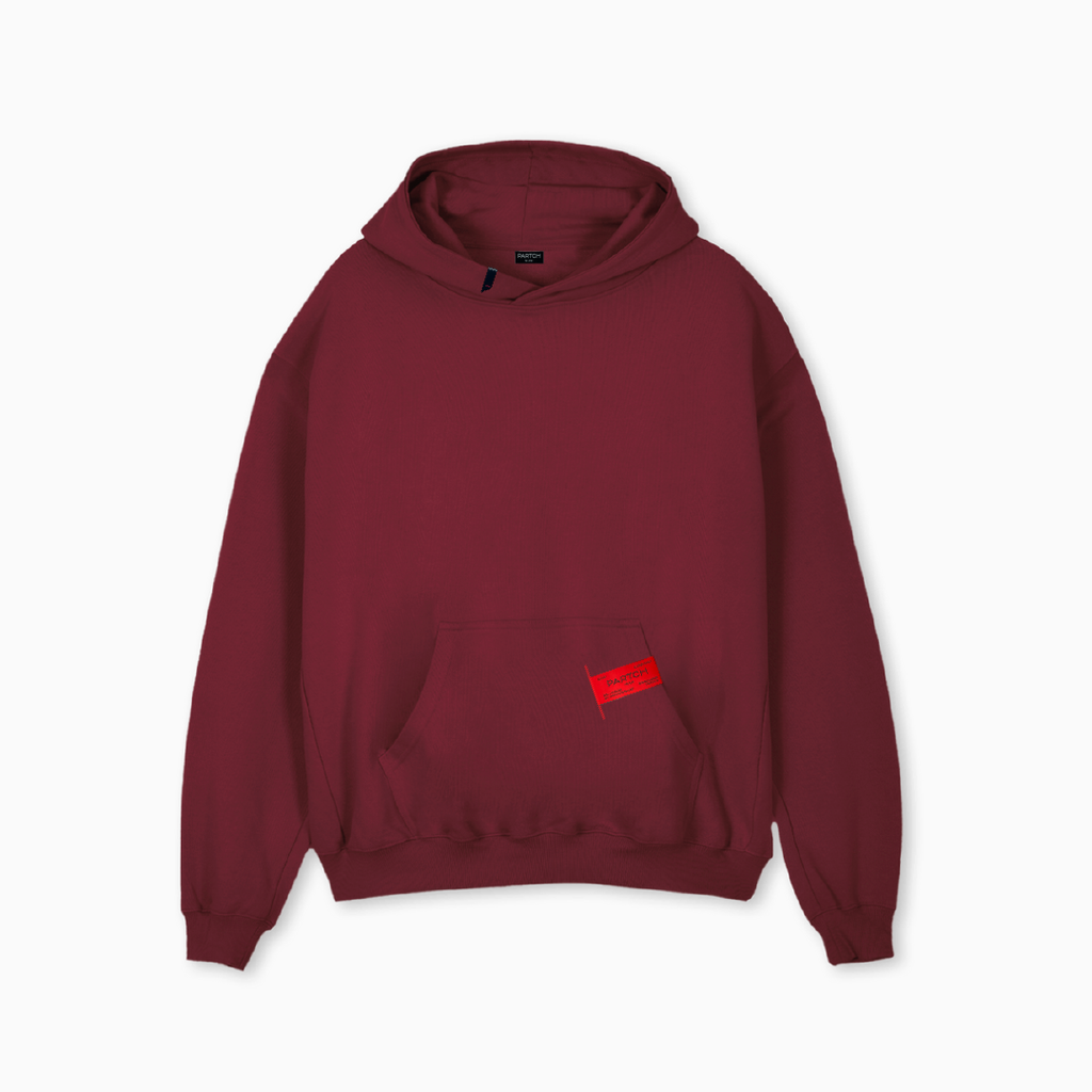 Partch Must Hoodie in solid burgundy color for men