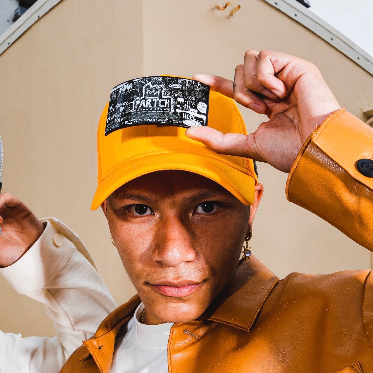 PARTCH Pop Love Trucker Hat Yellow for Men | Removable Patches