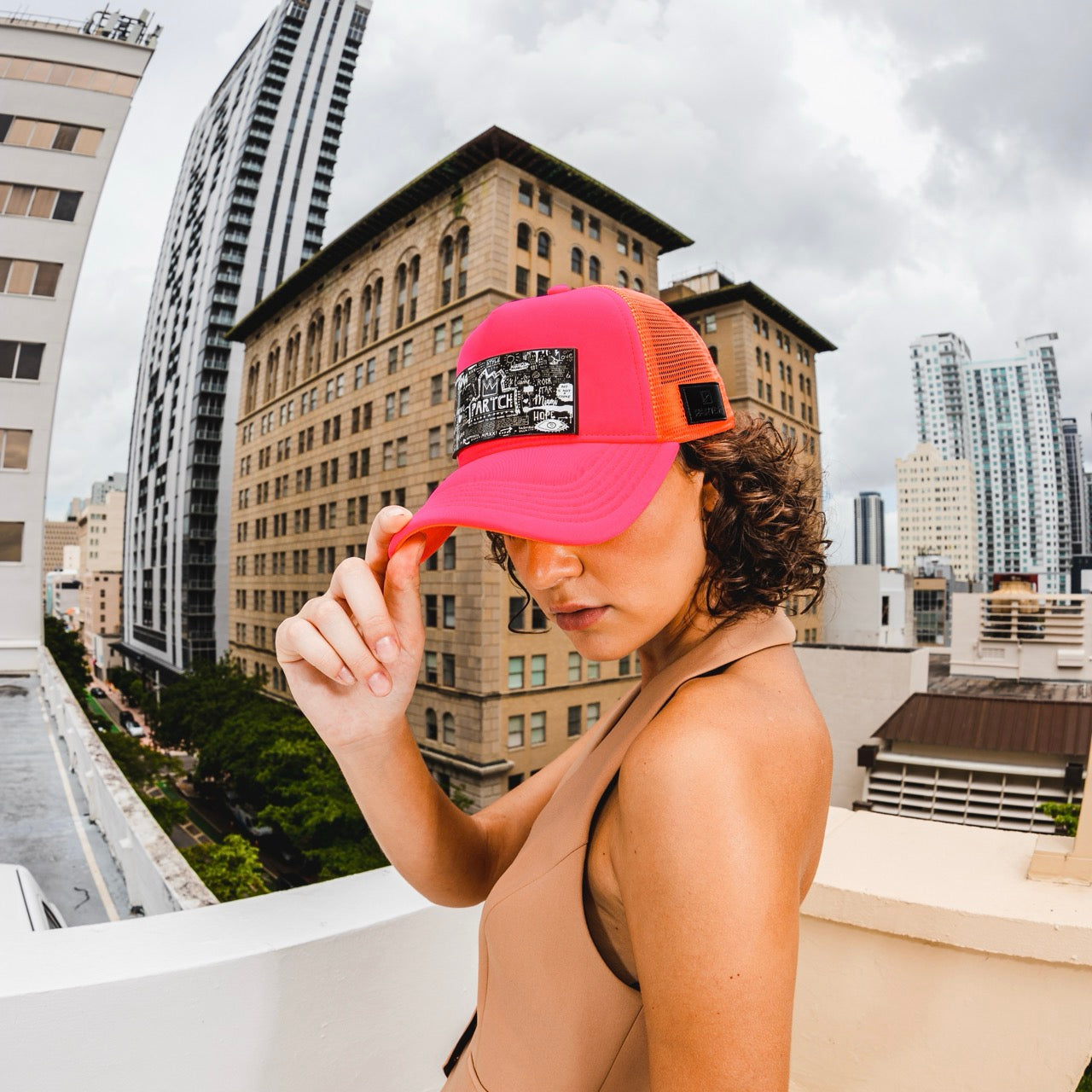 Women's Designer Trucker Hat Pop Love Pink | PARTCH by Didier Devaux