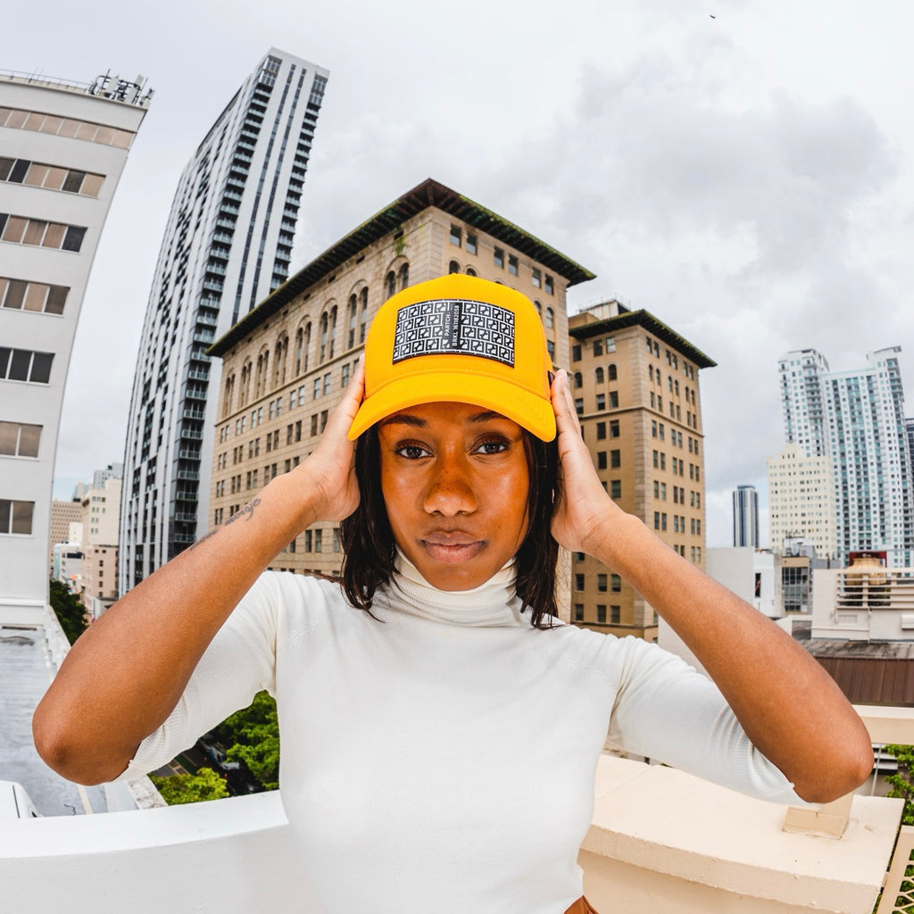 Partch BRKL Brickell Trucker Hat Yellow for Women | Designer Hats & Caps