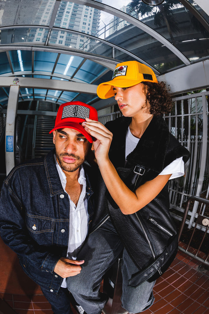 Man and woman street style outfits and fashion trucker hats PARTCH
