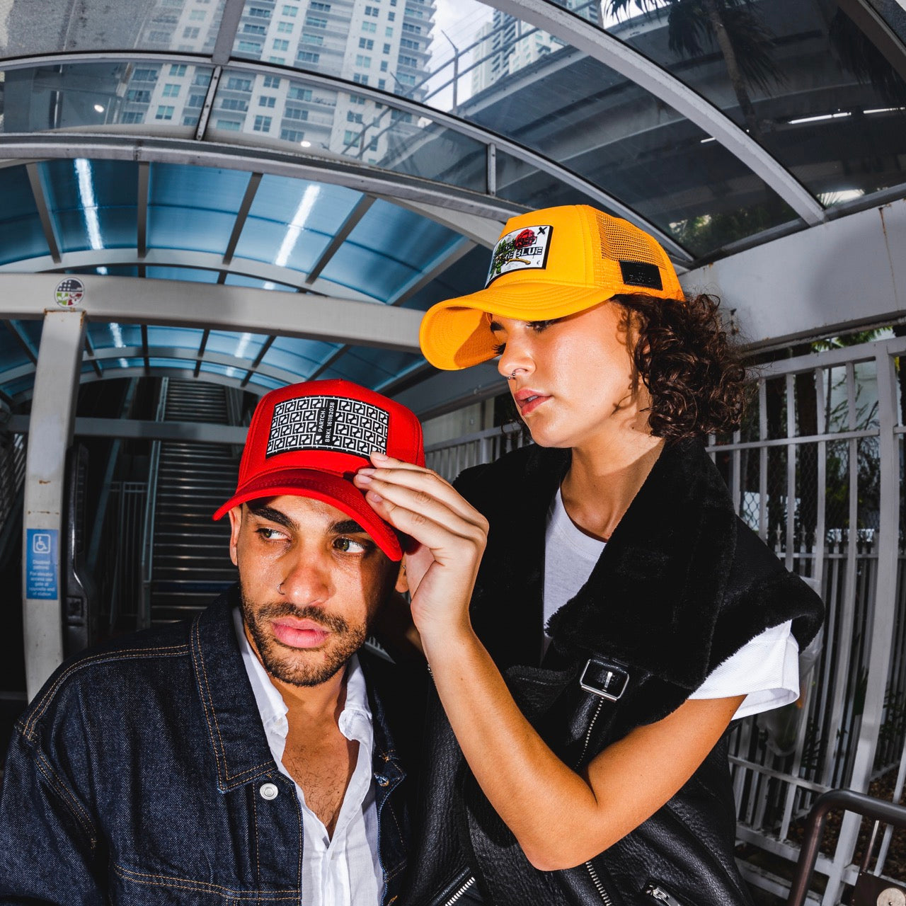 Removable Front Patch Trucker Hat BRKl Red for Men and Women | PARTCH
