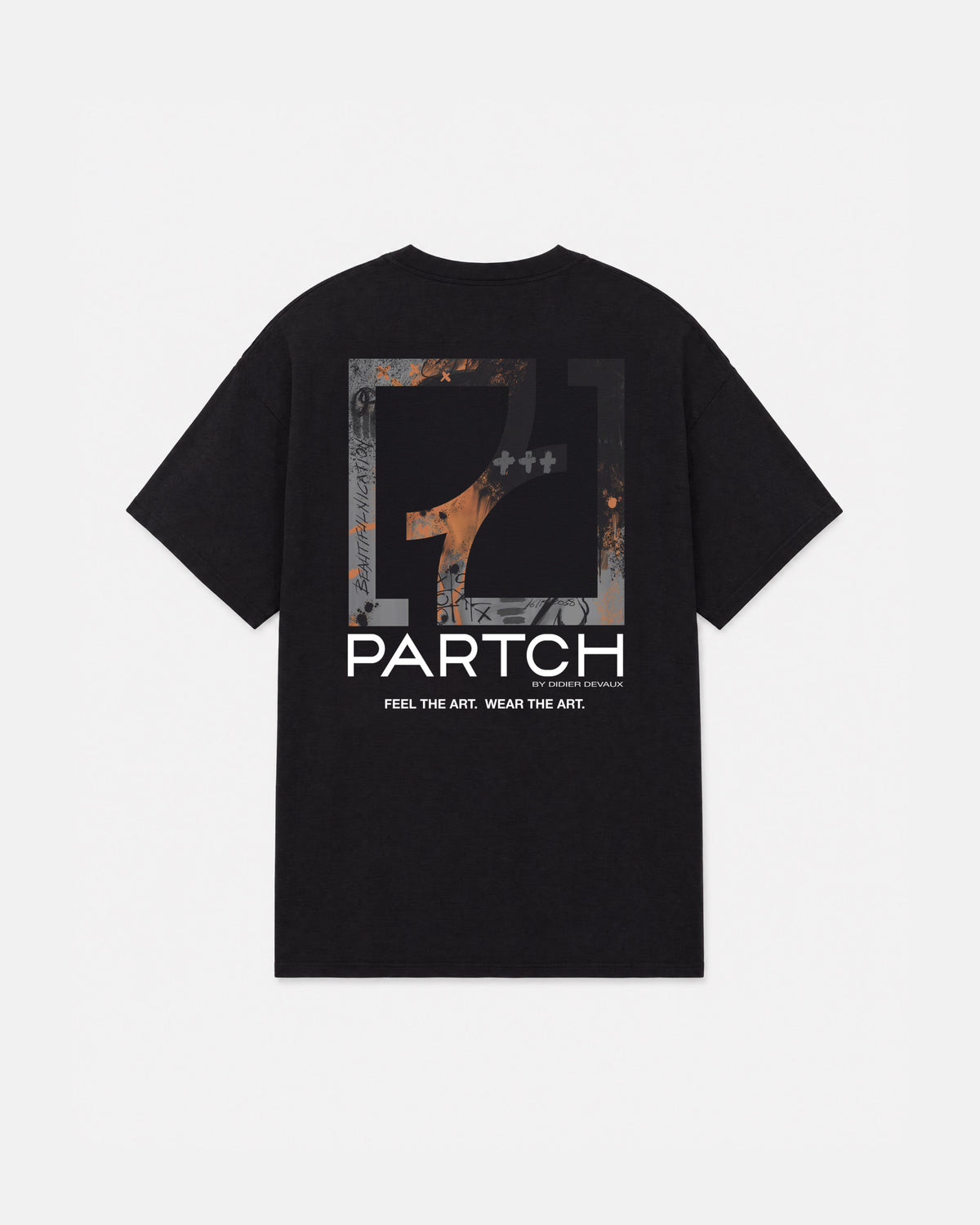 Luxury Black Oversized T-Shirt Paint Art Printed Organic Cotton | PARTCH