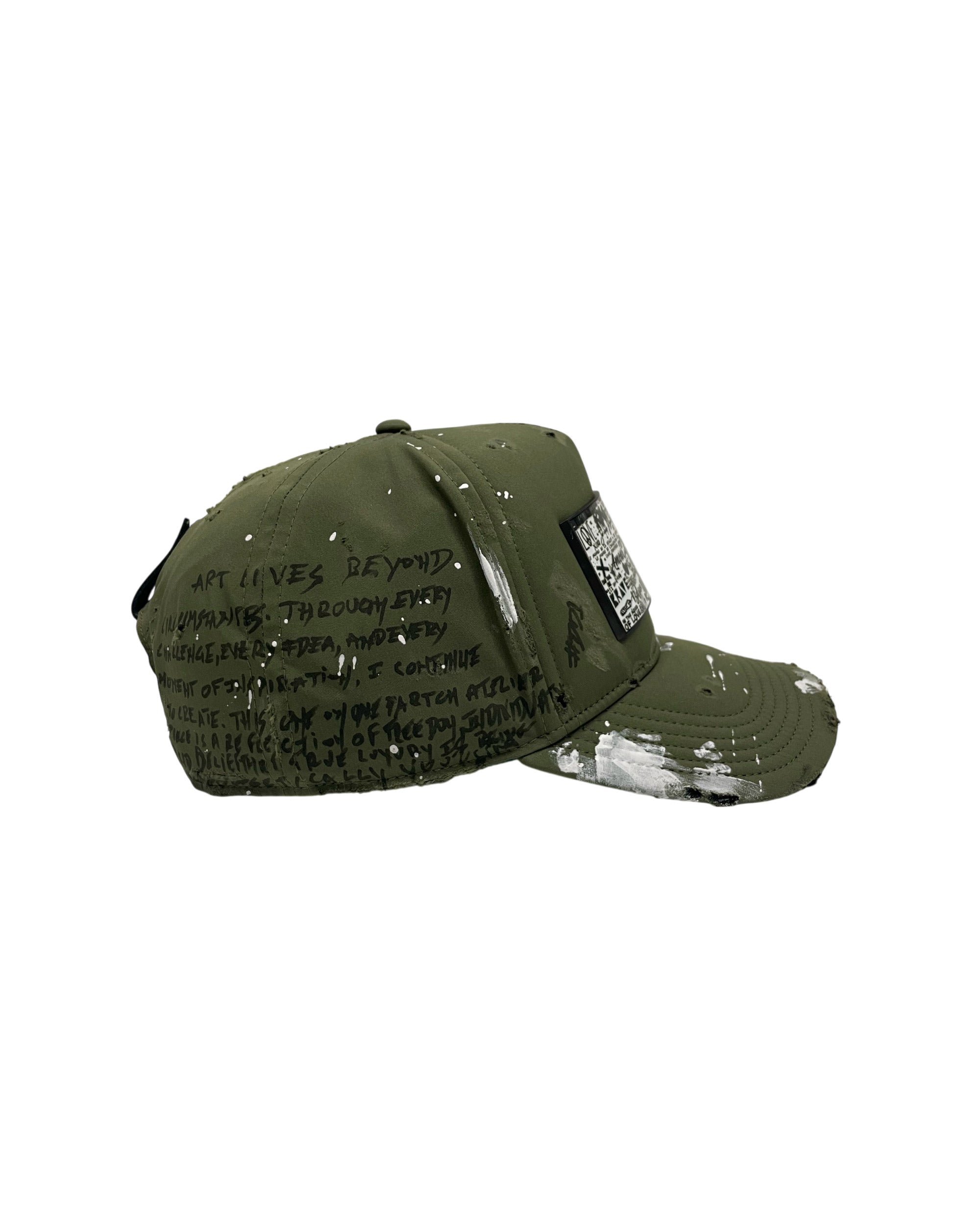 Distressed Hand-Painted Green Trucker Hat Removable Pop Love Partch-Clip | PARTCH