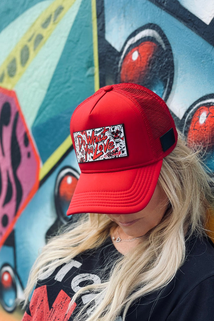 PARTCH Red Trucker Hat for Women | Removable front patch made in Aluminum
