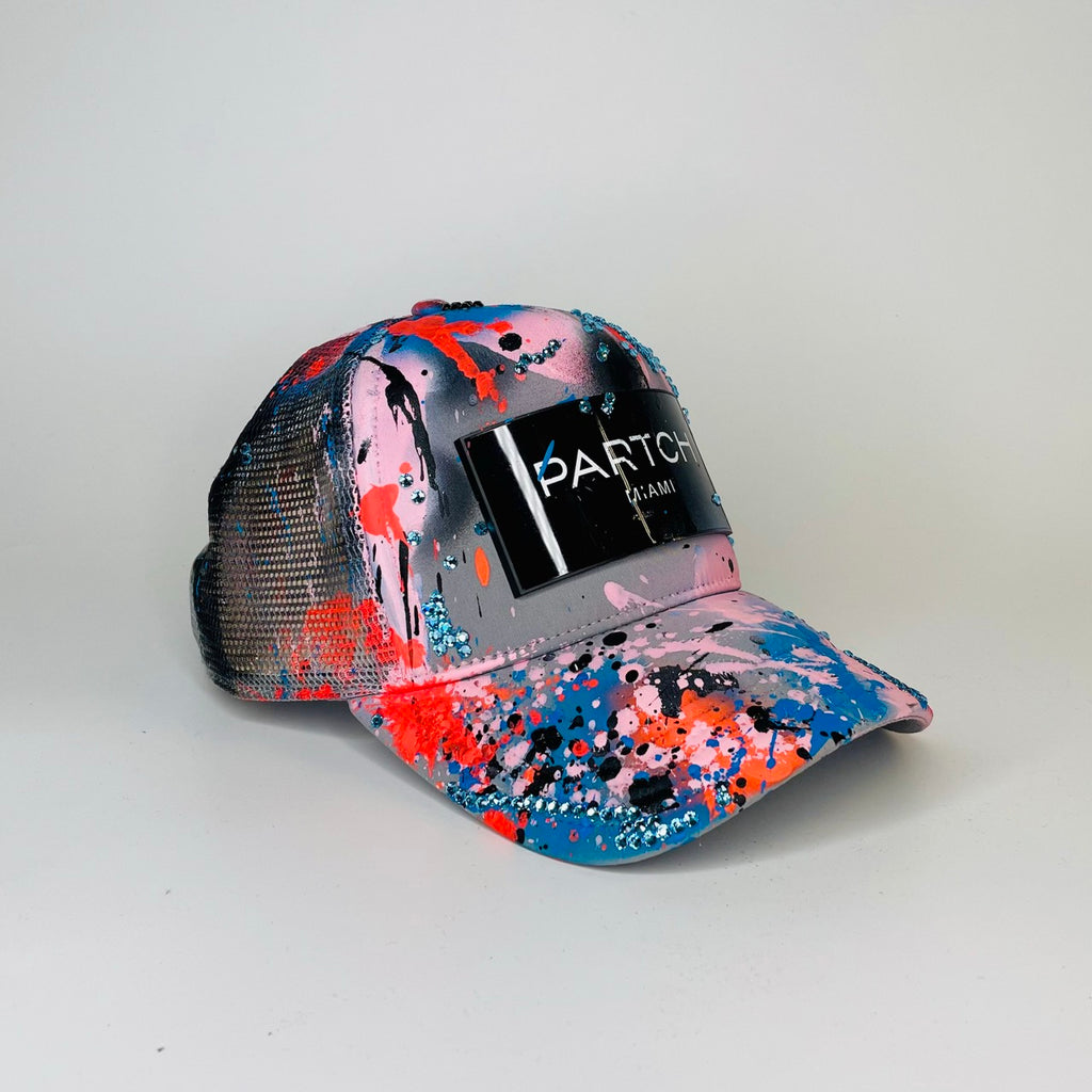 Workshop Collection Paint Splatters & Swarovski Trucker Hat | Partch 