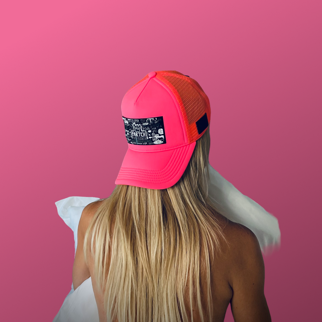 Partch Trucker Hat Pop Love Hot Pink | Art PARTCH-Clip