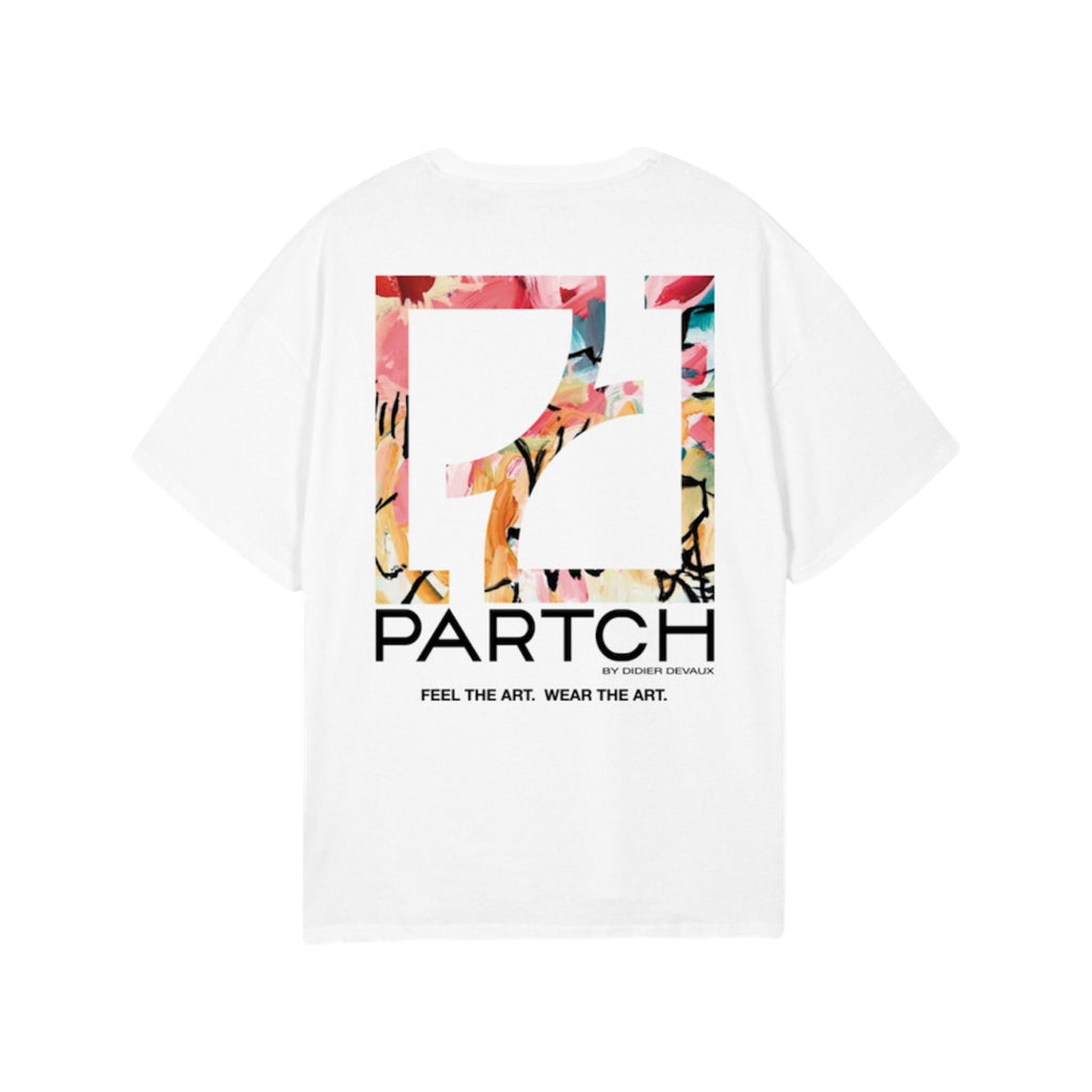 Partch Pulse Luxury Oversized Tee in White Graphic at the Back | Designer Streetwear