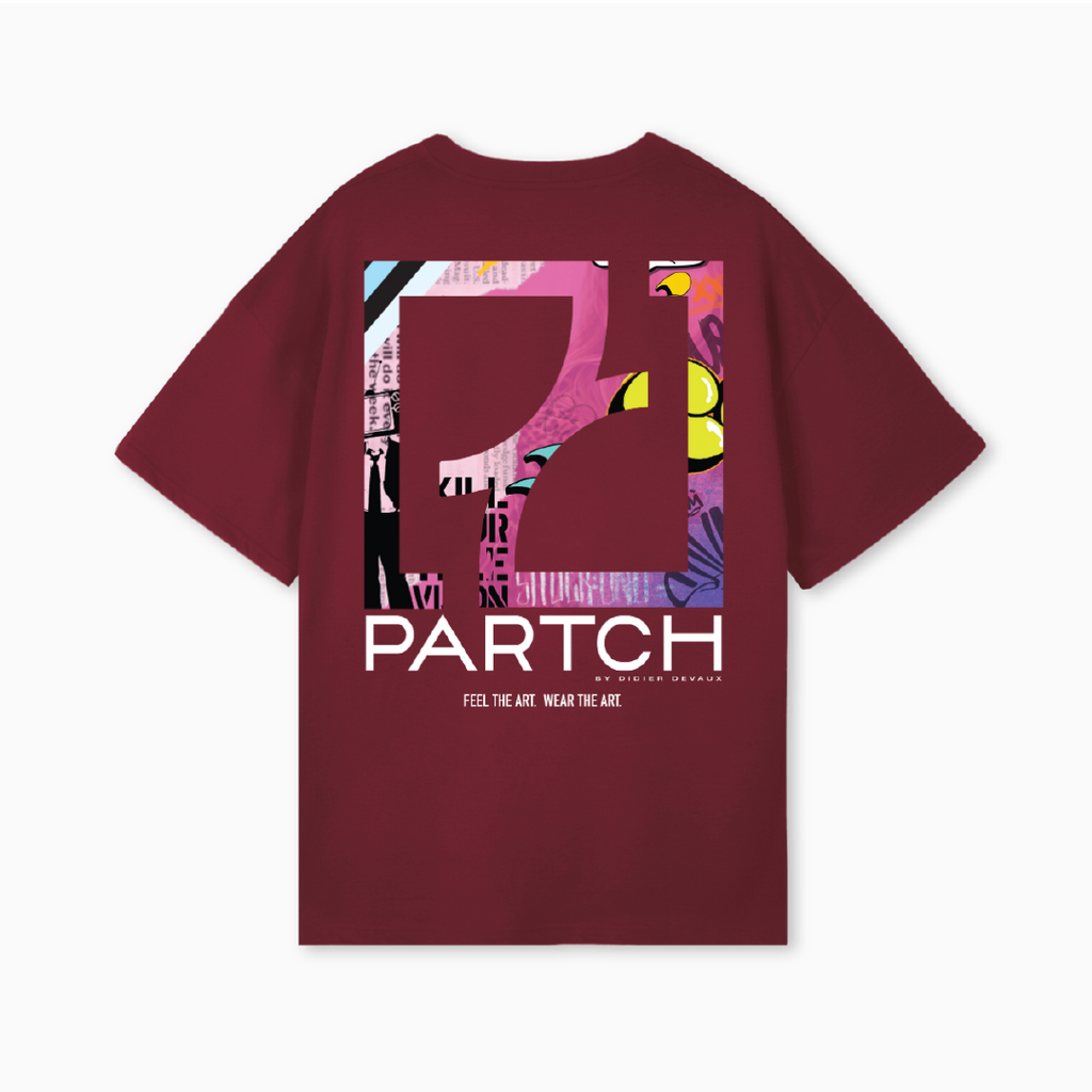 Partch Sense Art T-Shirt Burgundy Organic Cotton 