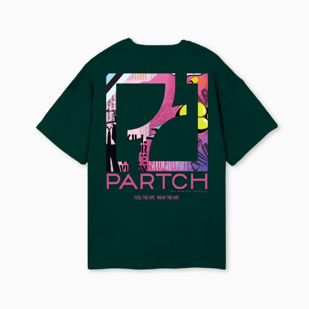 Partch Sense Art Logo printed T-Shirt Oversized in Green