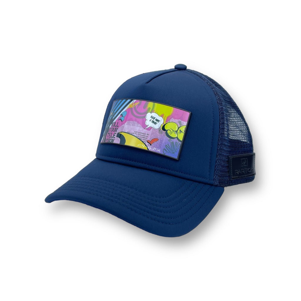 Partch navy blue trucker hat Sense with removable front patch