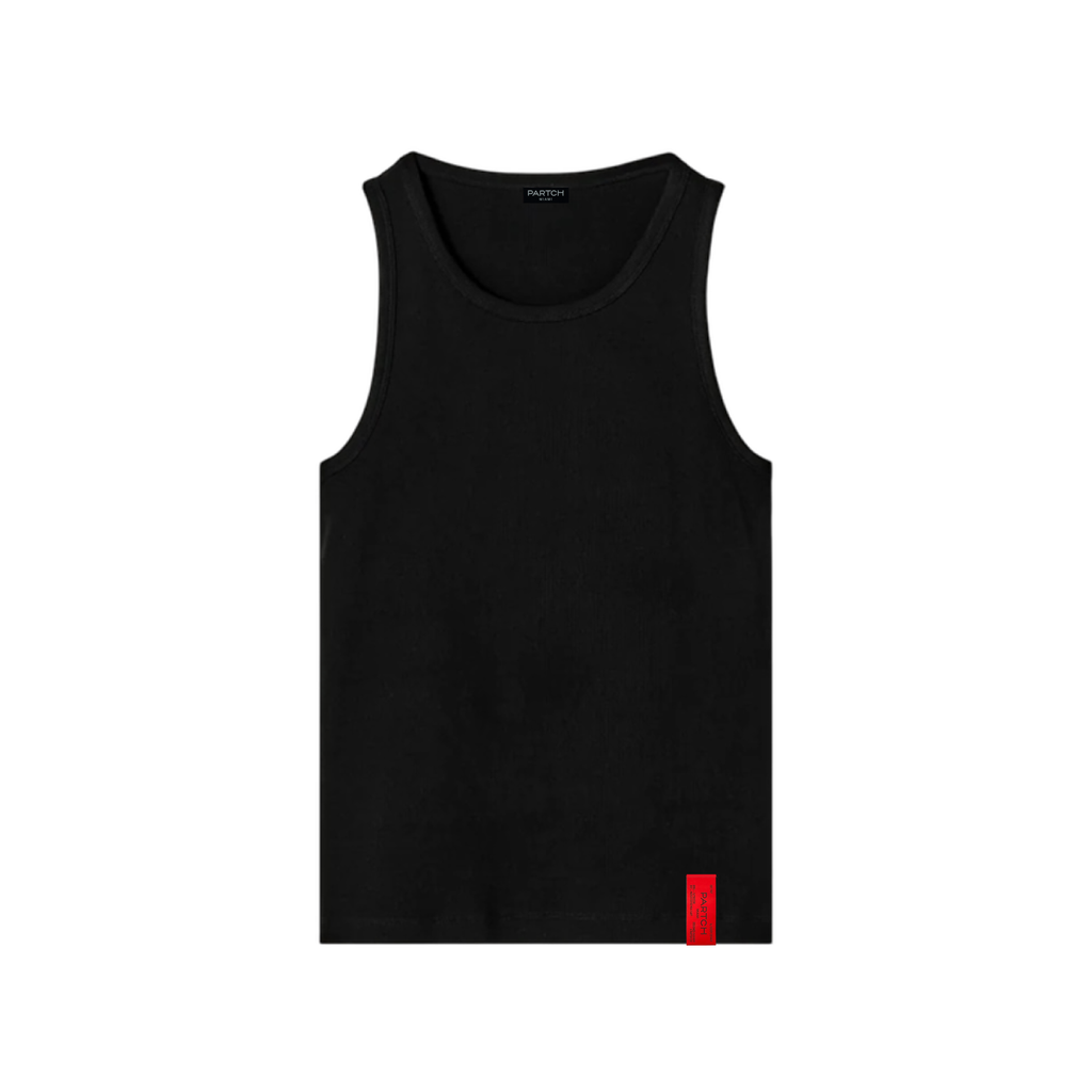 PARTCH Slim Ribbed Tank Top Black Organic Cotton | Unisex Top
