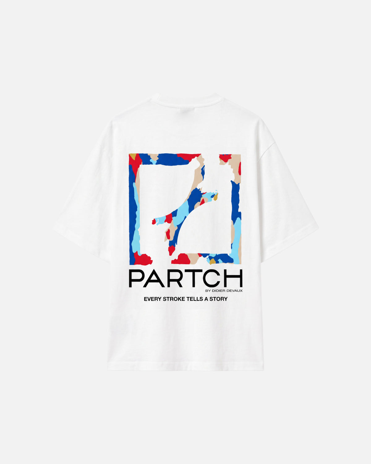 Stroke Logo Art T-Shirt Oversized Fit White Cotton | PARTCH