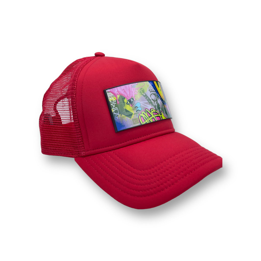 Partch Swag Trucker Hat w/ Art Partch-Clip - Red Hats - Accessories