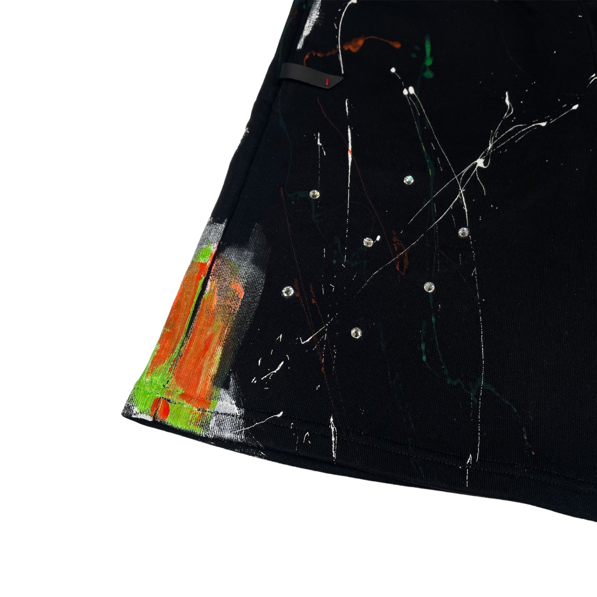 Partch Atelier Black Sweat Short hand painted and Swarovski | For Men