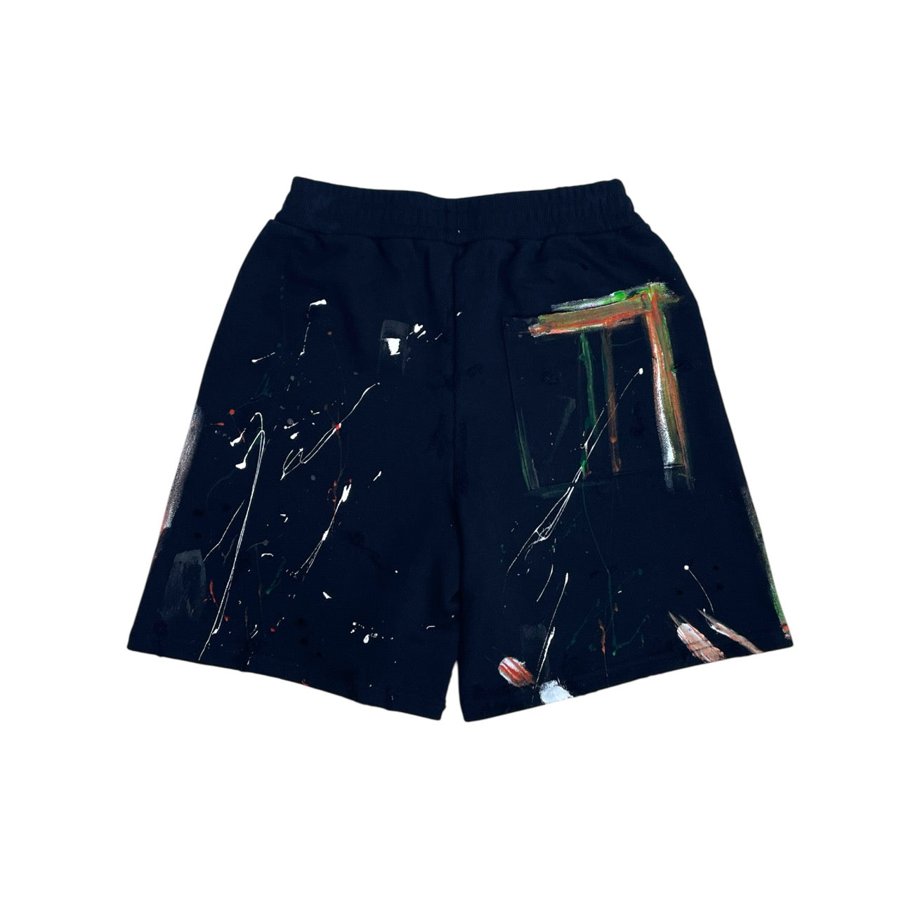 Luxury Distressed Sweat Short Hand Painted Black for Men | Partch 