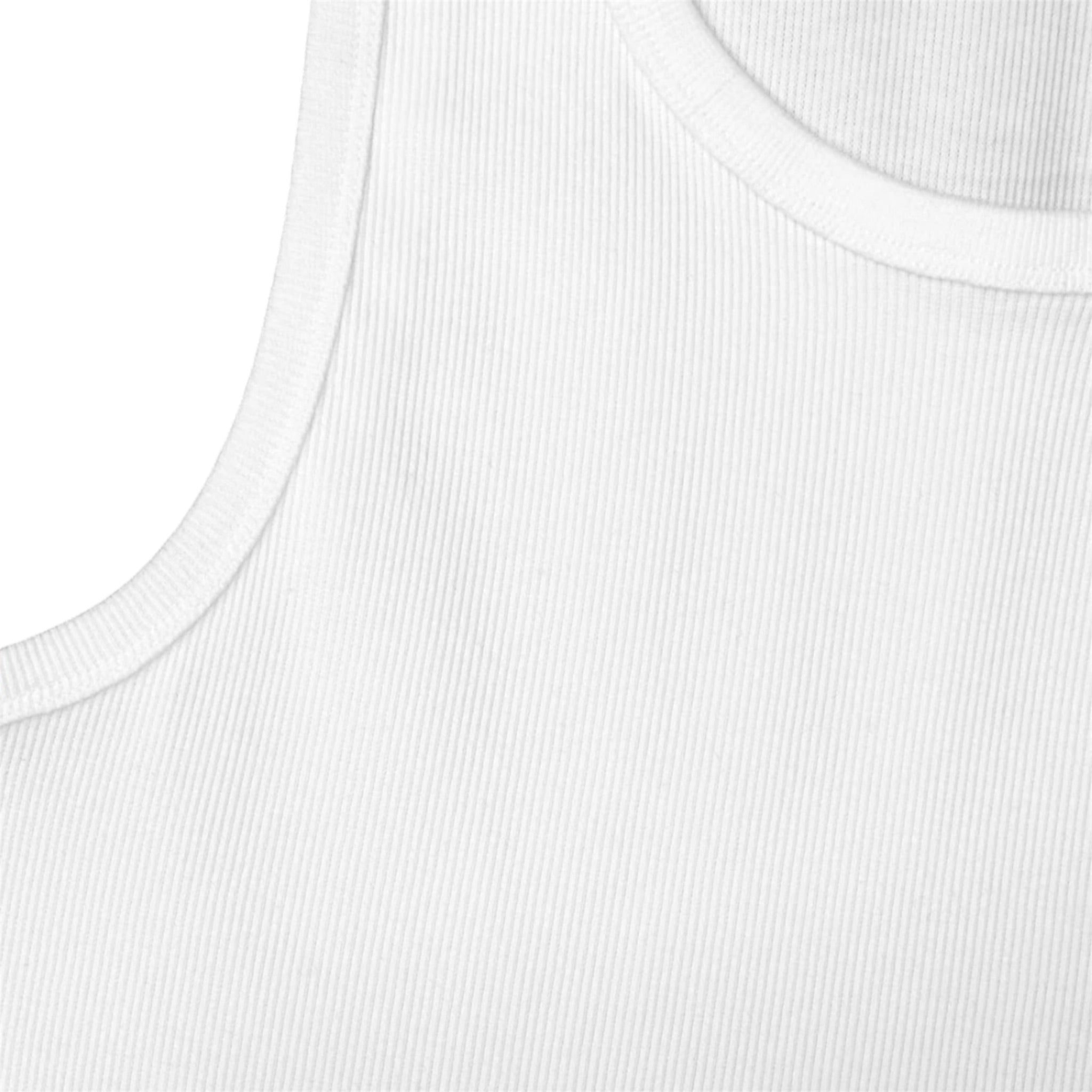 Partch Slim Ribbed Tank Top in White Cotton for Men