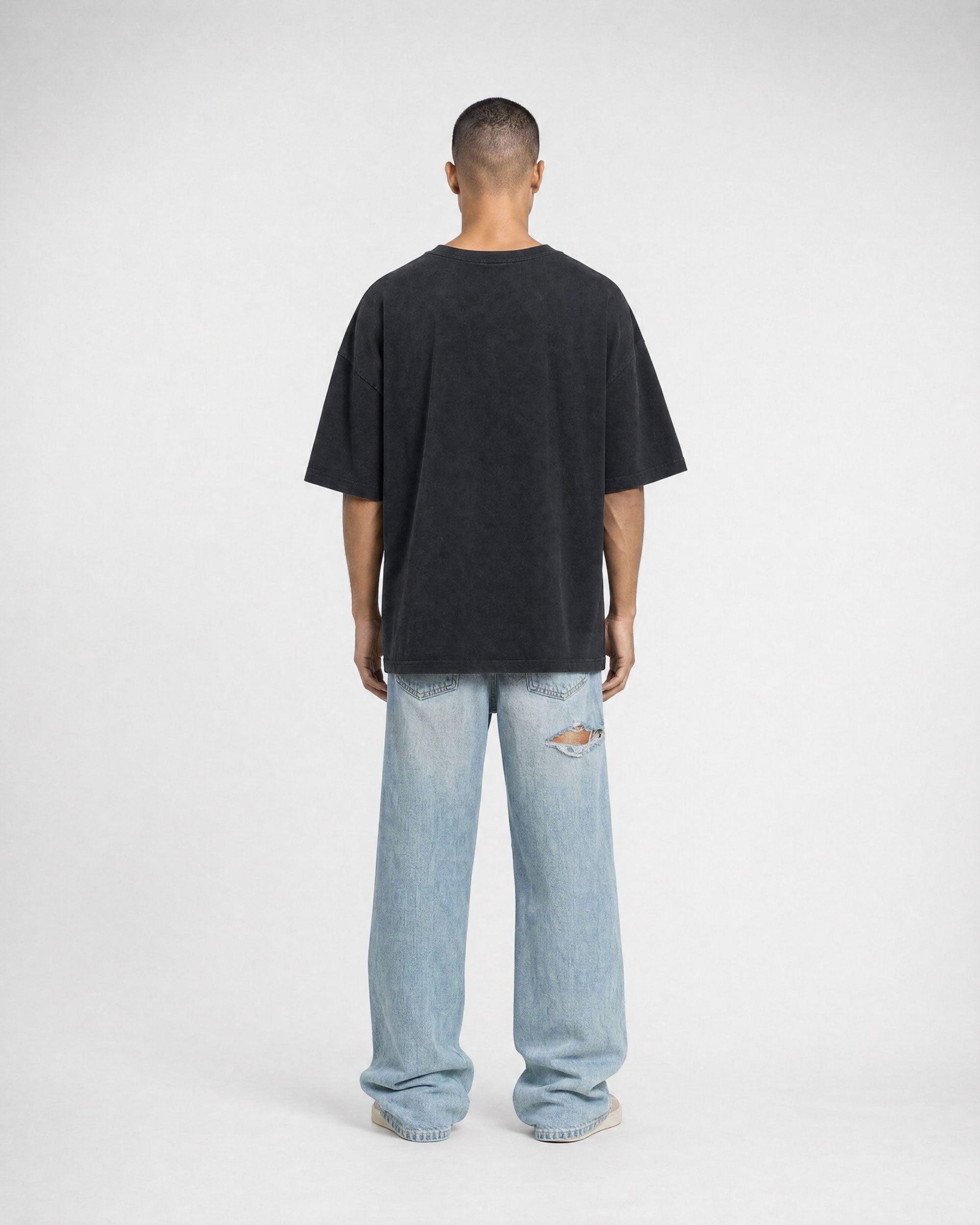 Designer Oversized Tee Washed Black Cotton | PARTCH 