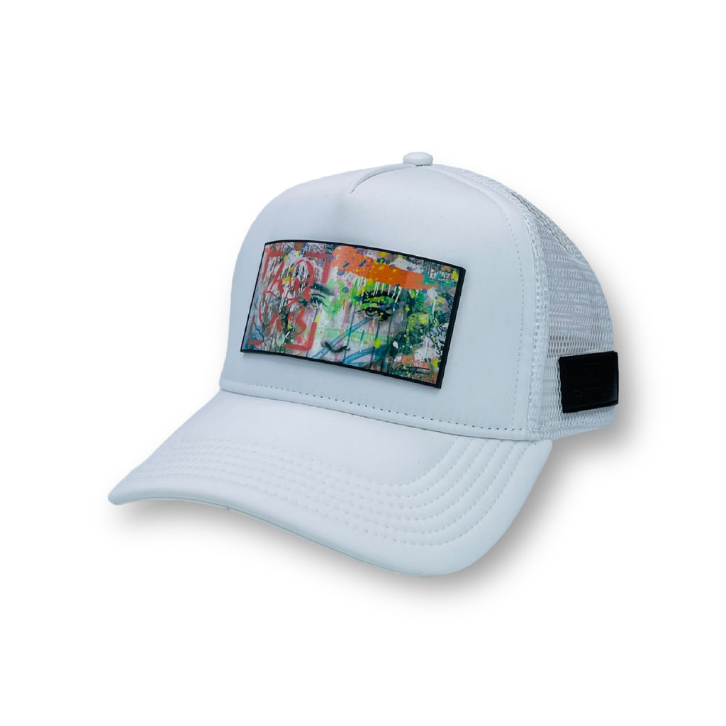 Partch white trucker hat breathable features Art clip by Cedric Bouteiller