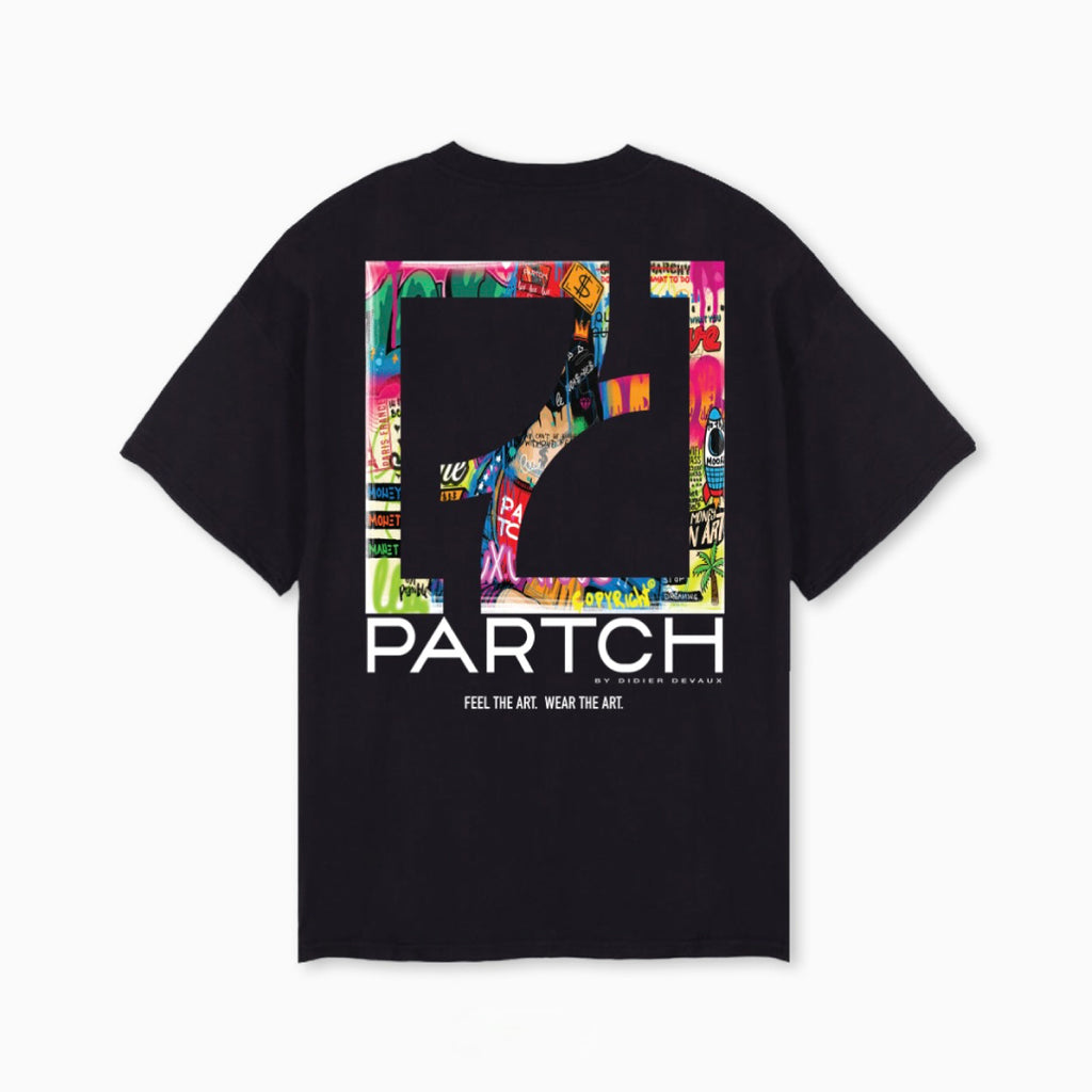 Partch Mona Oversized Black Short Sleeves Art Print T-Shirt | Black T-Shirts for Men