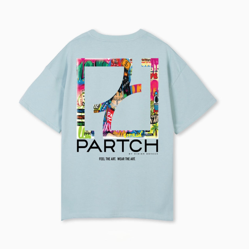Partch Mona Oversized Blue Short Sleeves Art Print T-Shirt | T-Shirts for Men's