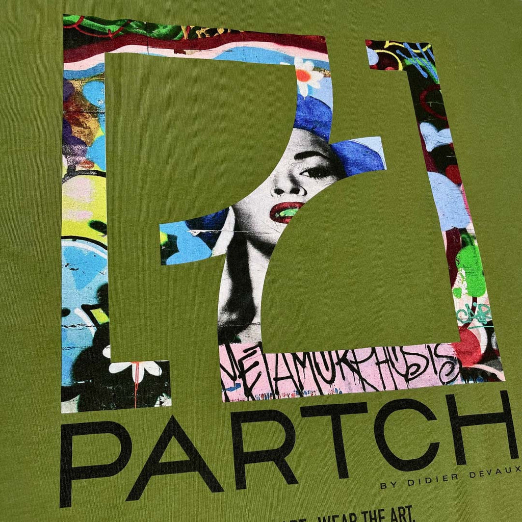 PARTCH Fashion tee Frida back logo printed kaki oversized