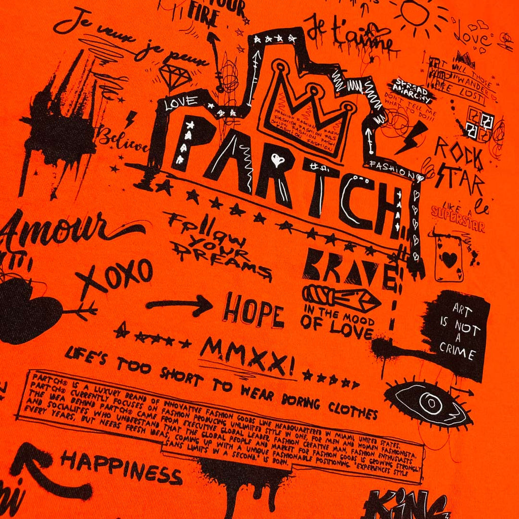 Men's Pop Love painting T-shirt Medium Fit in Orange | Partch