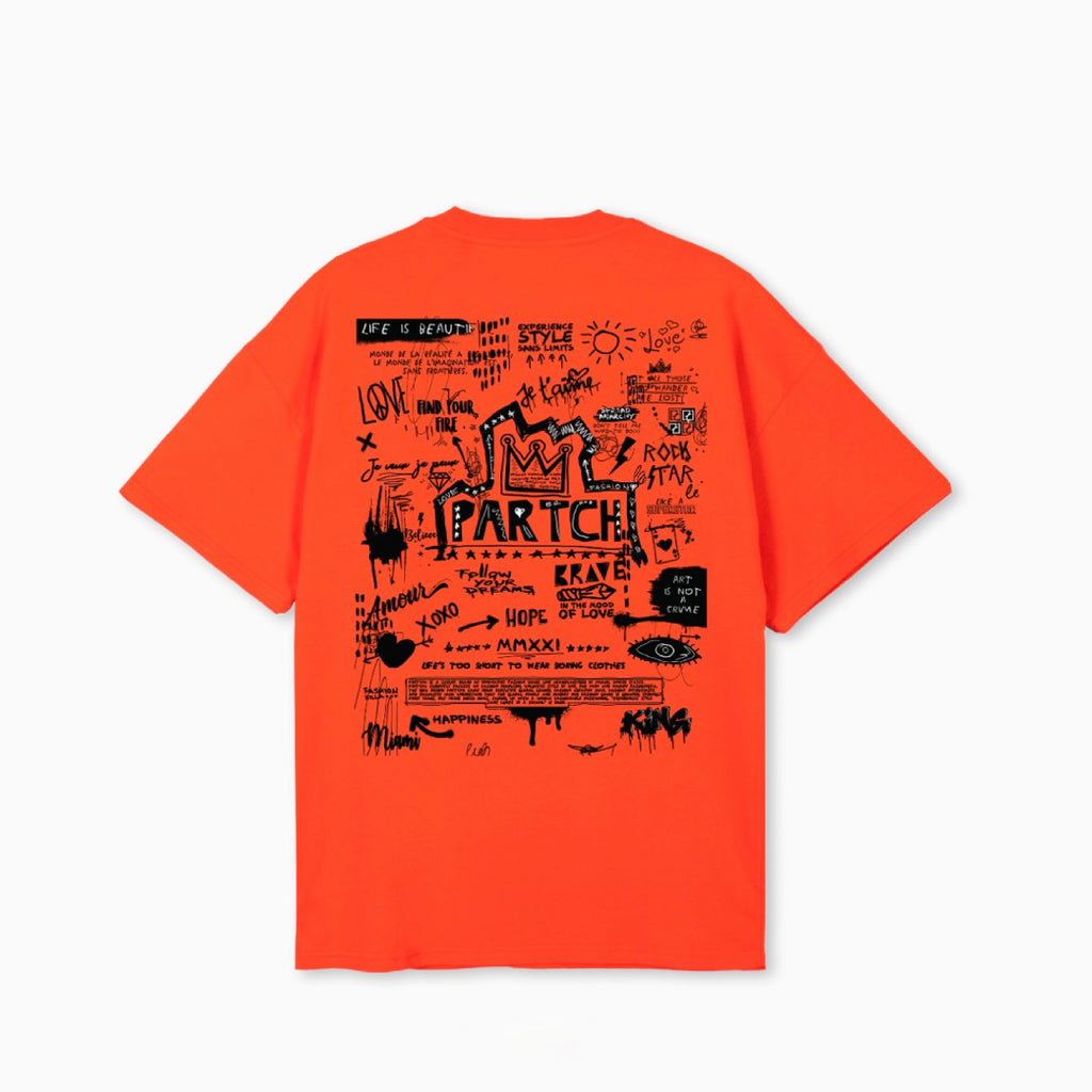 Men's Pop Love Art T-shirt Oversized Fit in Orange S/S | PARTCH T-Shirts