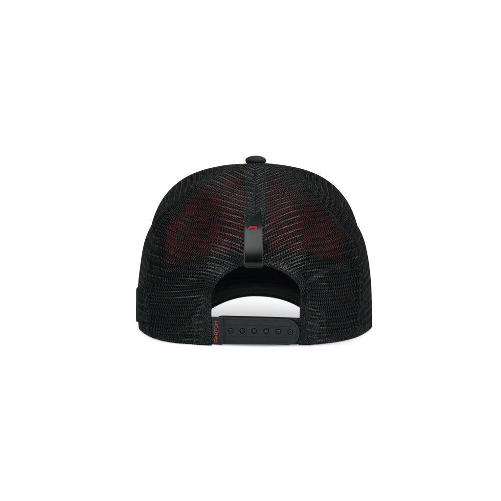 Partch Skull Trucker Hat Black with PARTCH-Clip  Back View