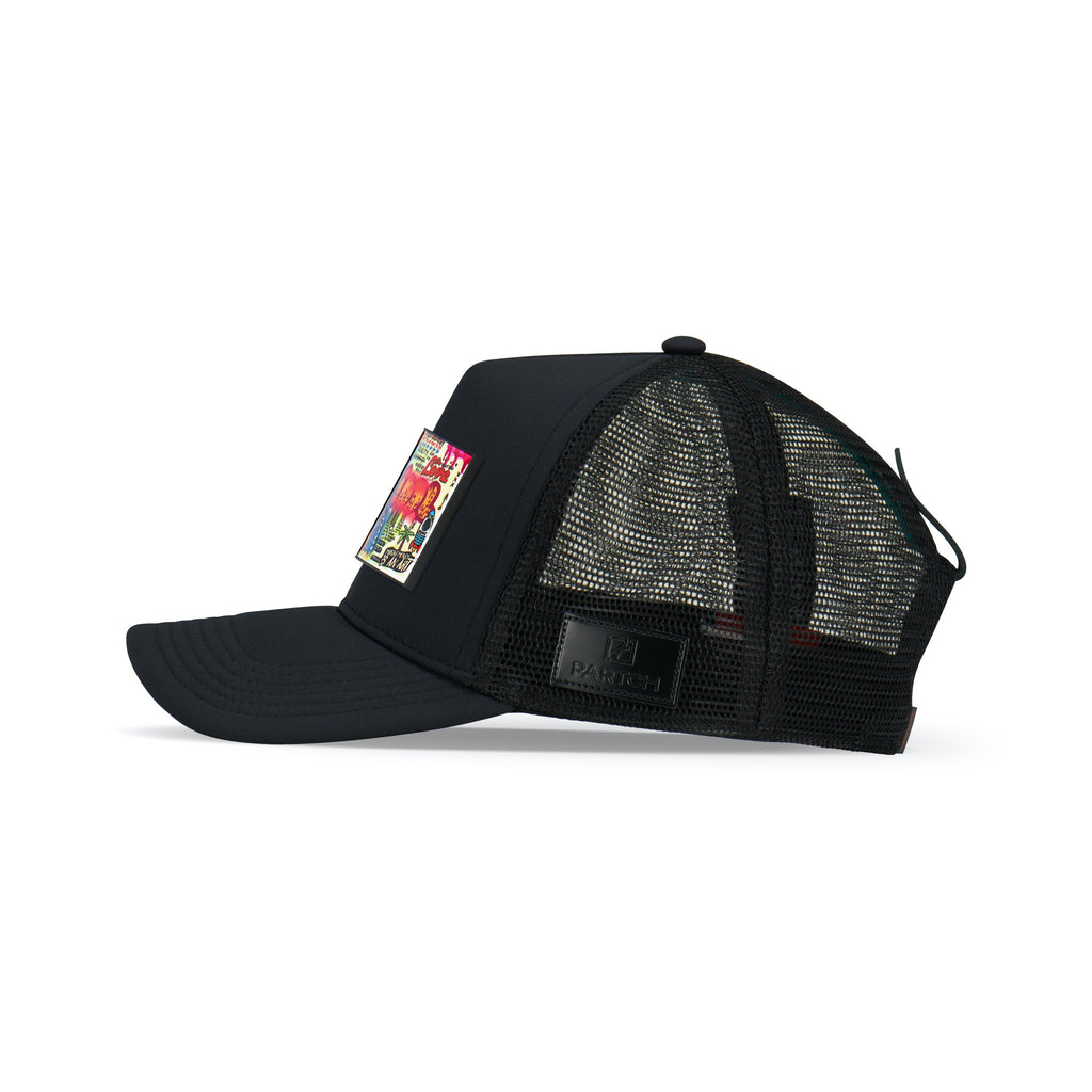 Partch Trucker Hat Black with PARTCH-Clip Mona Side View