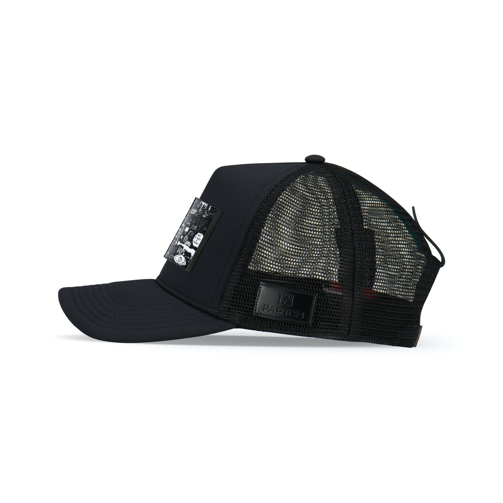 Partch Trucker Hat Black with PARTCH-Clip Pop Love Side  View