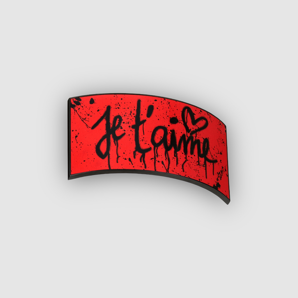 Partch clip art removable je t'aime in red and black for trucker hat
