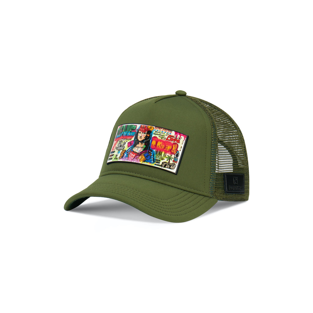 Partch Trucker Hat Kaki with PARTCH-Clip Mona Front View