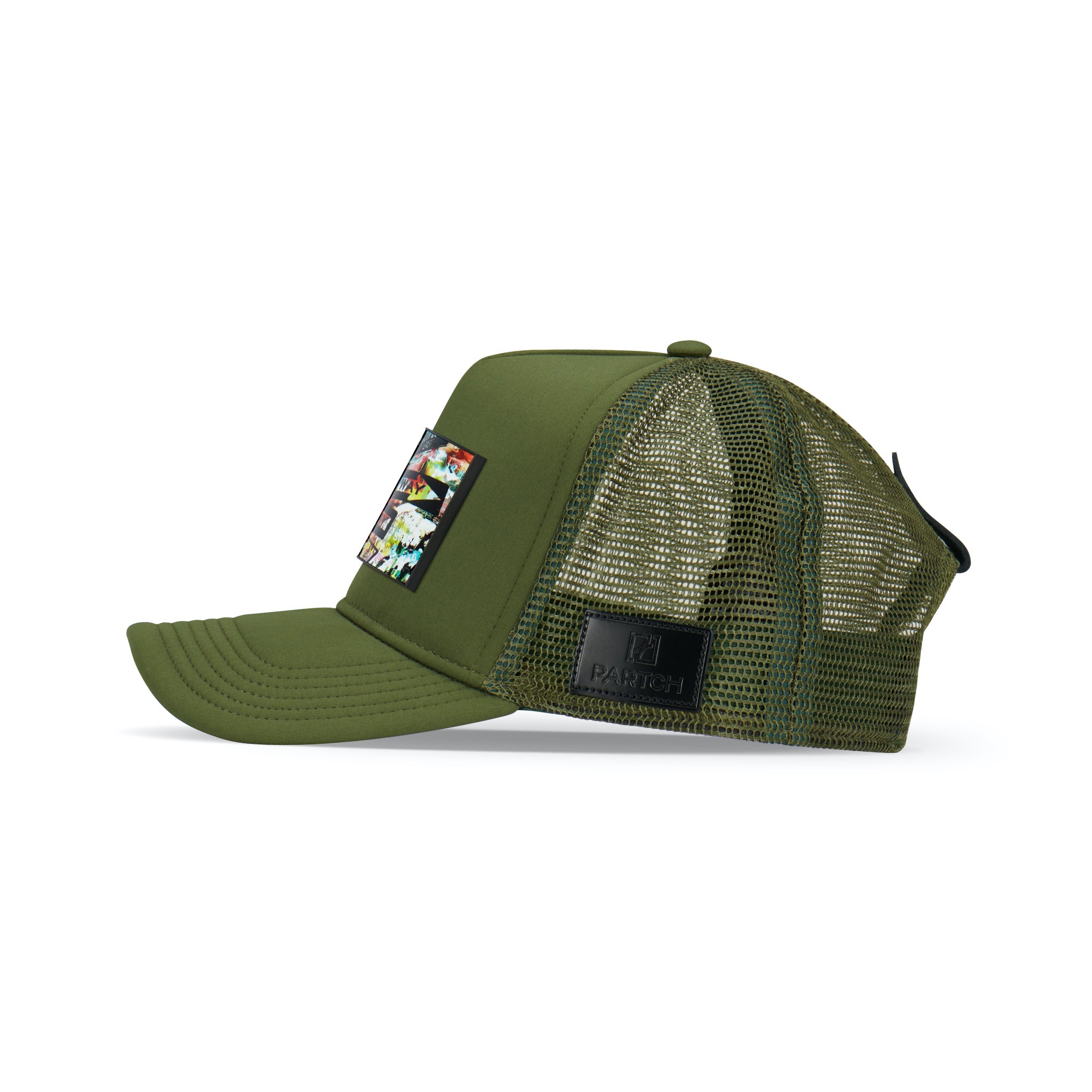 Partch Trucker Hat Kaki with PARTCH-Clip Unixvi Side  View