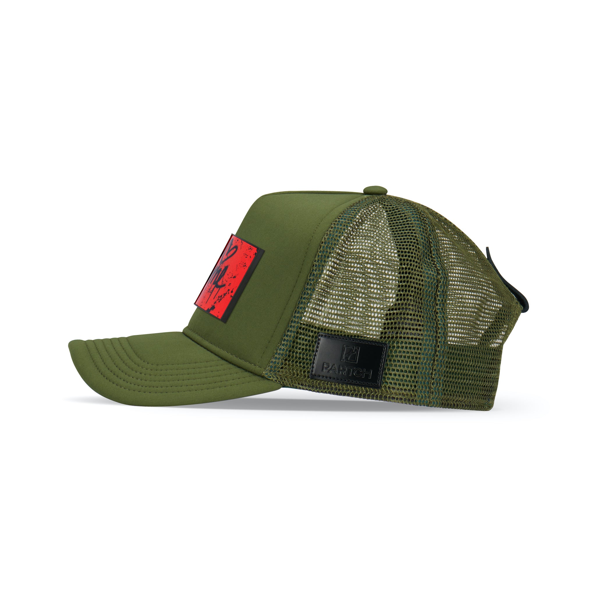 Partch Je t'aime Trucker Hat Kaki for Men