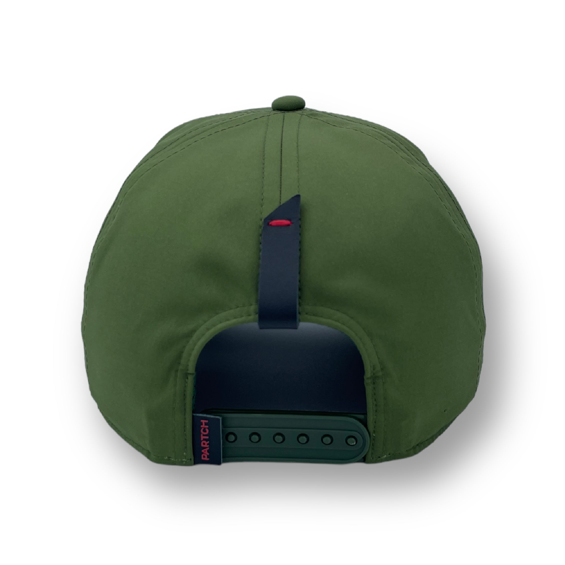 Luxury trucker hat green kaki with snapback closure and leather
