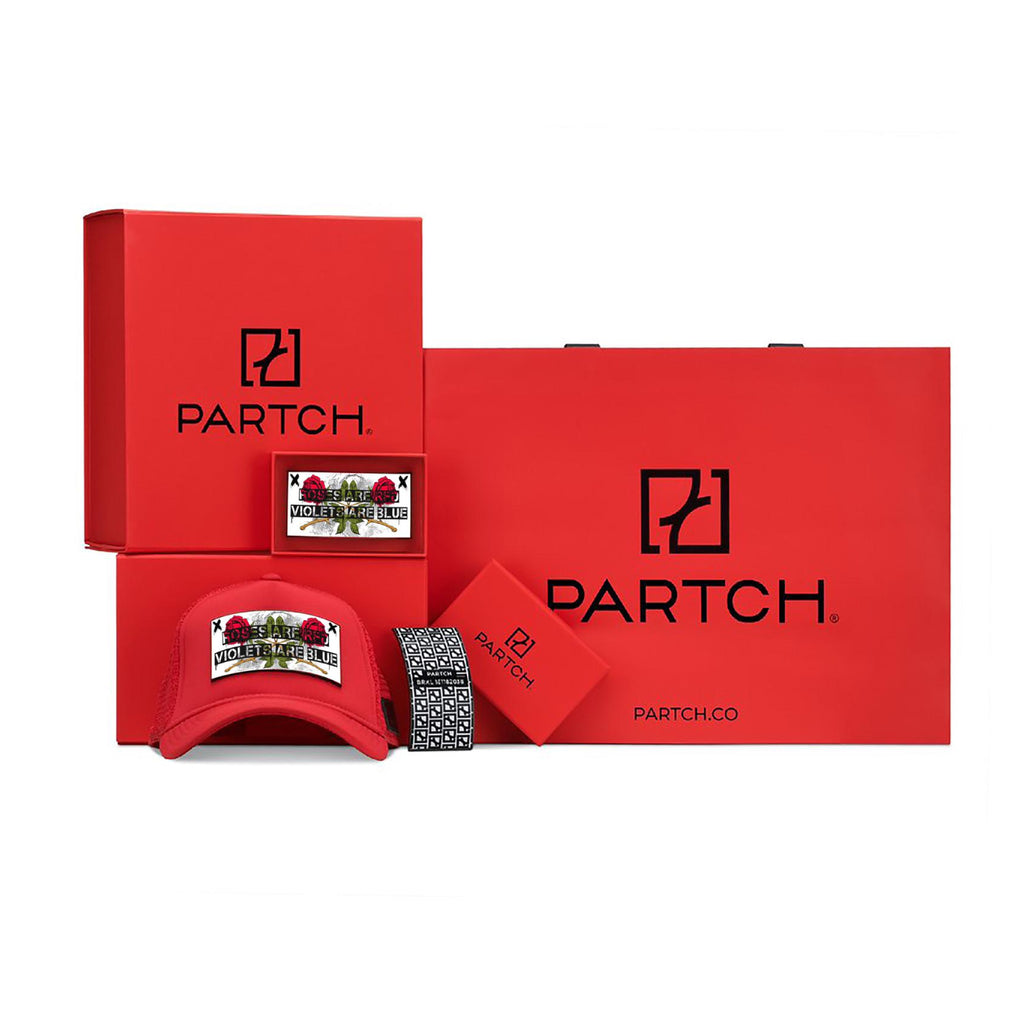 Packaging of PARTCH Luxury Fashion Headwear.  Luxury boxes for all Partch hats and caps 